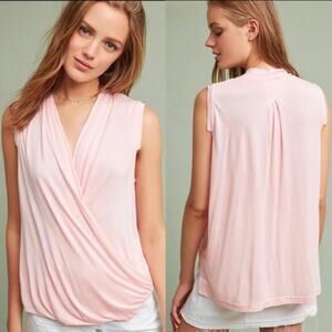 Akemi + Kin Anthropologie Miranda Wrap Top Blush Pink Draped Shirt Small